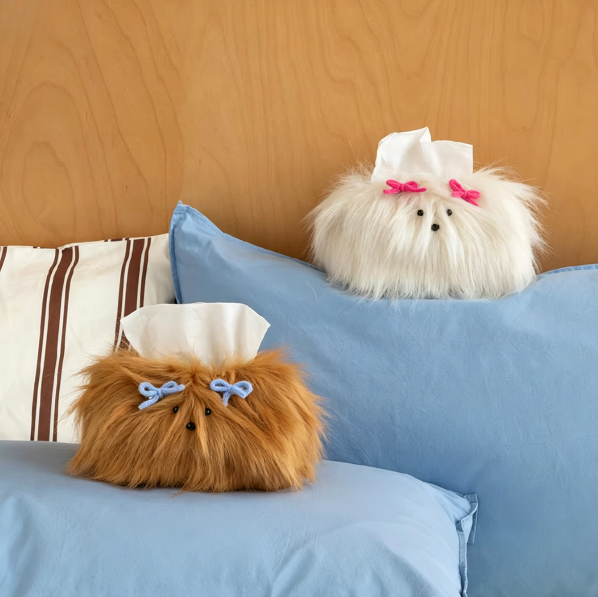 Fuzzy Puppy Plush Tissue Box Cover