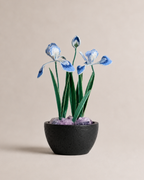 Blue Iris Embroidery Potted Plant
