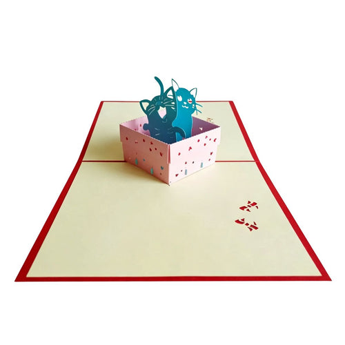 "Kitten in a Gift Box" 3D Pop-Up Birthday Card