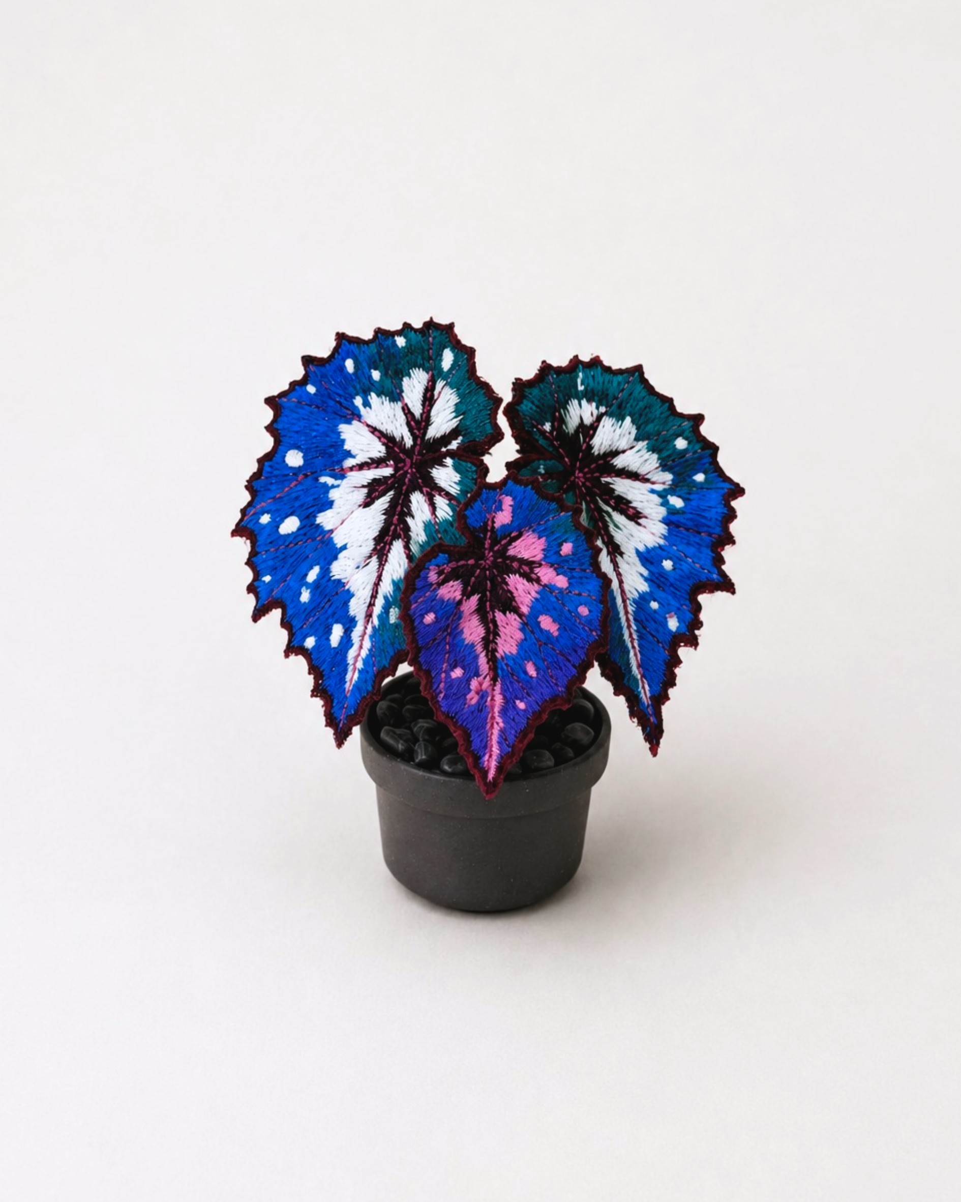 Rex Begonia Embroidered Plant with Crystal Aroma Stones